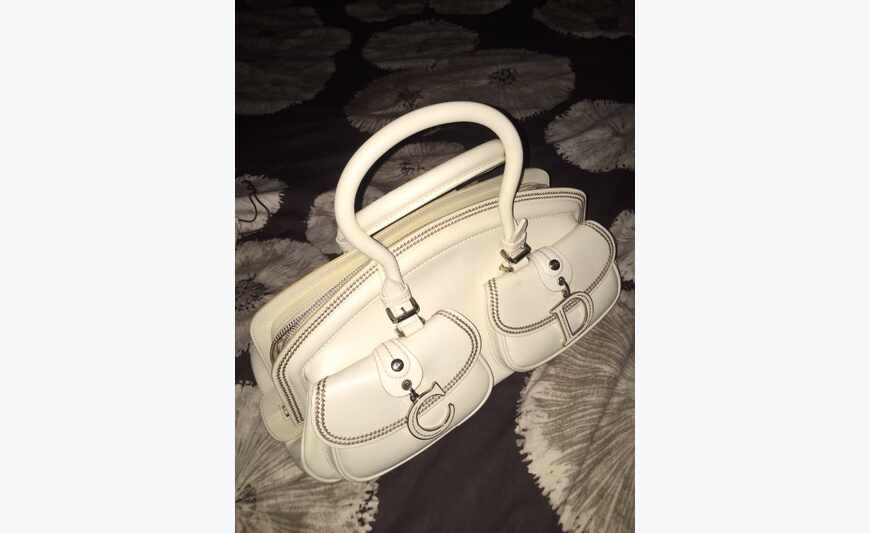 Christian Dior beige leather bag