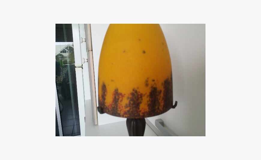 lampe pâte de verre orange