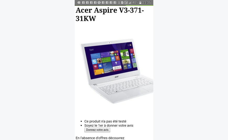 Laptop acer aspire V3 371-31KW 13. 3 pouces