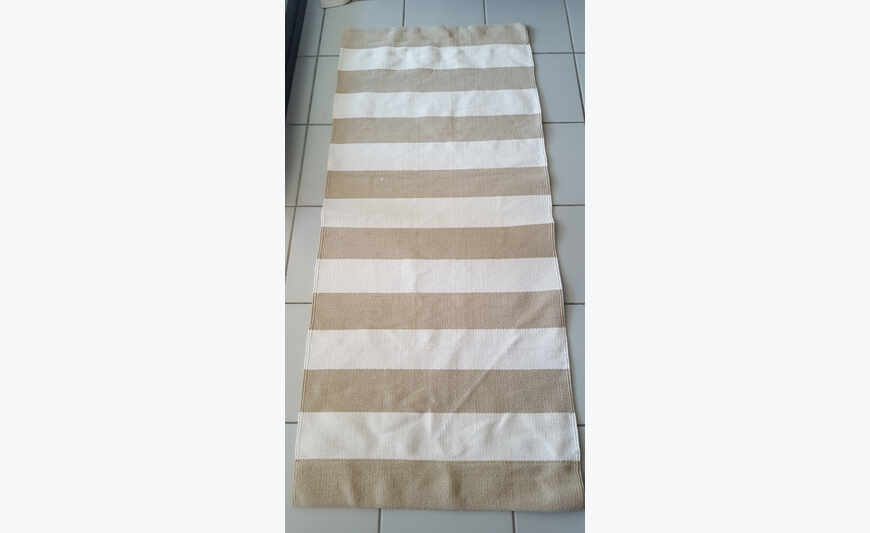 Rug beige and white 100% cotton LINUM 170 cm / 68cm