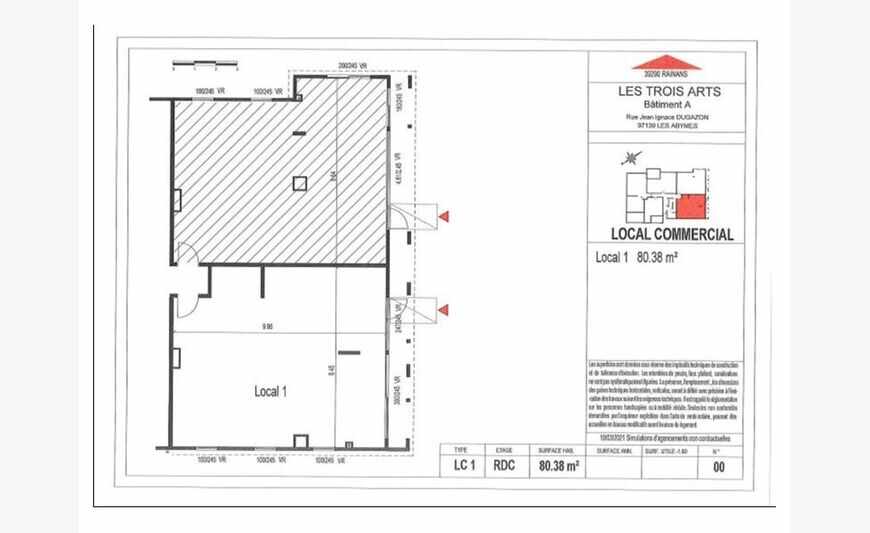 Local professionnel - 80.38m ²