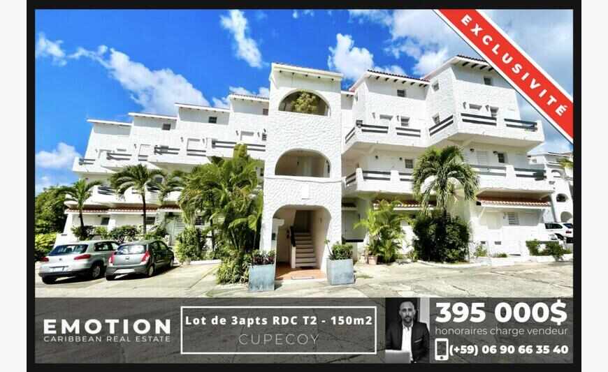 Cupecoy - Lot of 3 apartments T2 ground floor? 150m2