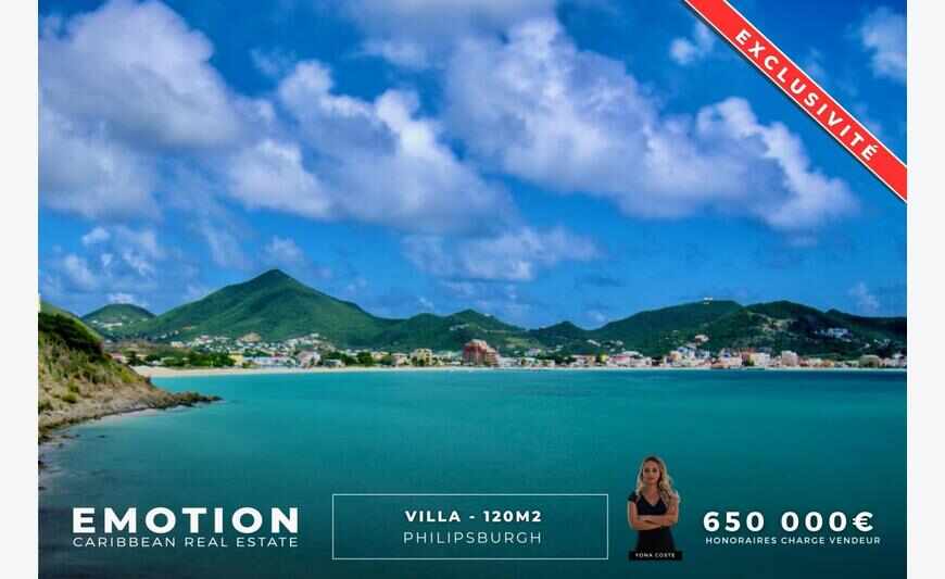 2 bedroom villa - 120 m2 - 1st line on the sea - Philipsburg
