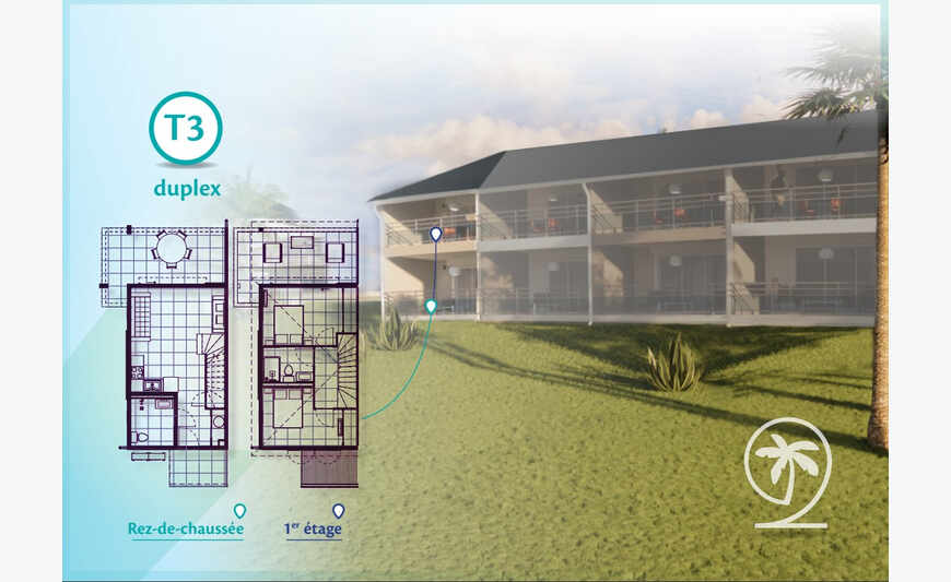 Vue Mer T3 de 57.13 m2 + 2 terrasses