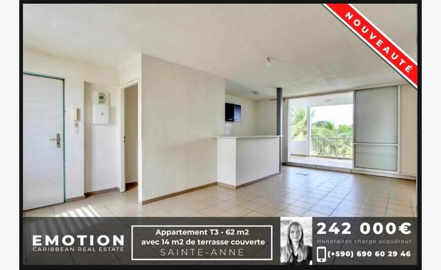 Appartement T3 avec terrasse - 62 m2 -...