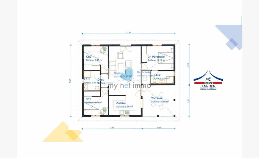 Durivage - villa de type F4 sur terrain 800 m²