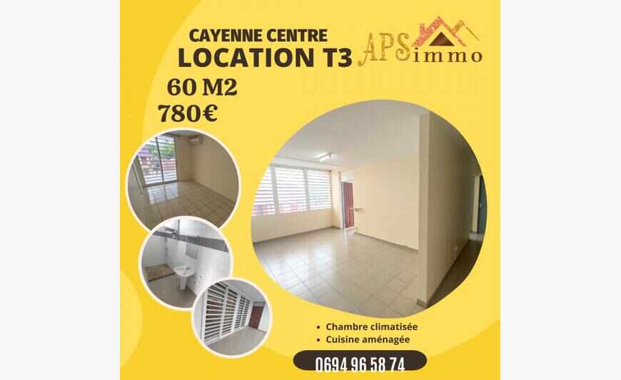 Appartement T3 60m2 Cville Cayenne 780Eur