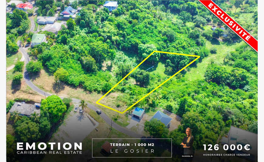 Terrain - 1000 m2 - Pliane - Le Gosier - ExclusivitÉ