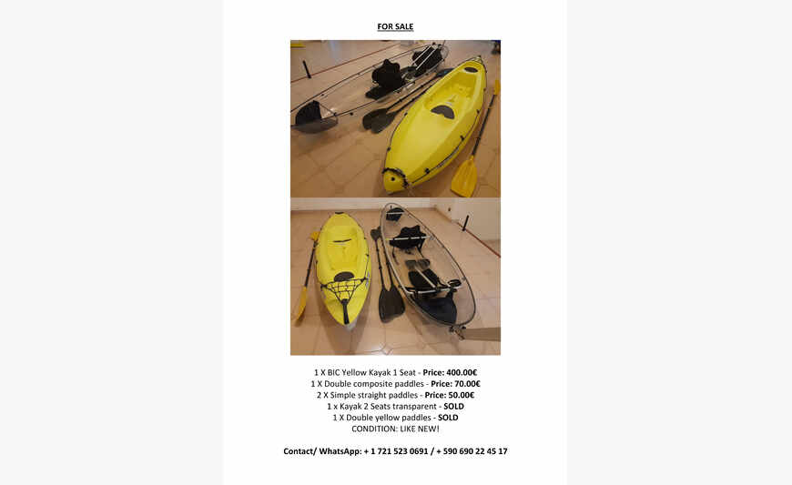 2 kayaks avec pagaies