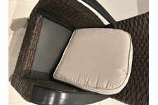 Fauteuil osier +coussin et tabourets 2