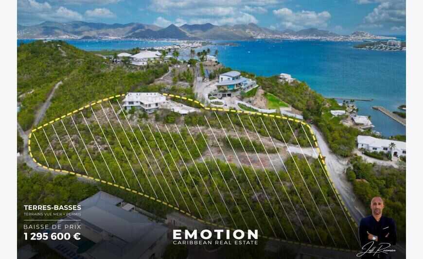 Les Terres-Basses - Land with sea view + Permit for 2 villas