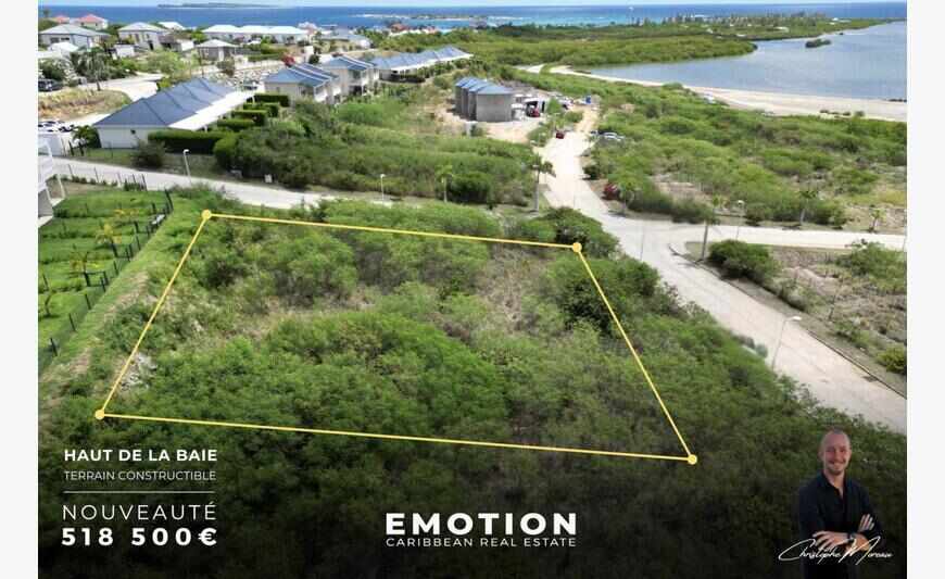 Terrain 1620m2, vue mer, Haut de la Baie