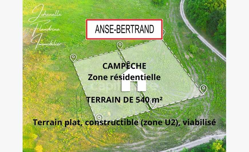Anse-Bertrand, Campêche : terrain plat et viabilisé dans un