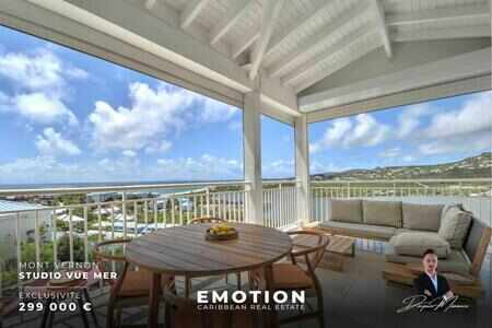 One-room apartment with 180o sea view on the beach