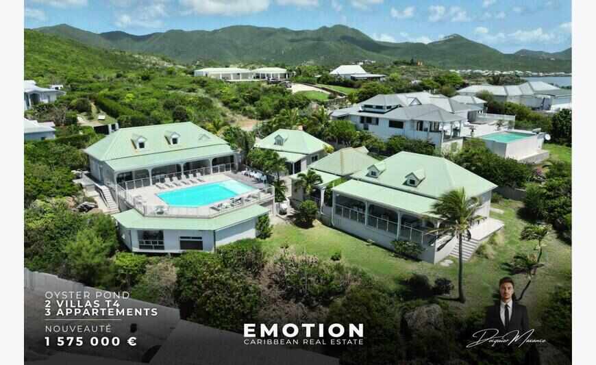 Ensemble immobilier pleine vue mer de deux villas + 3 appart