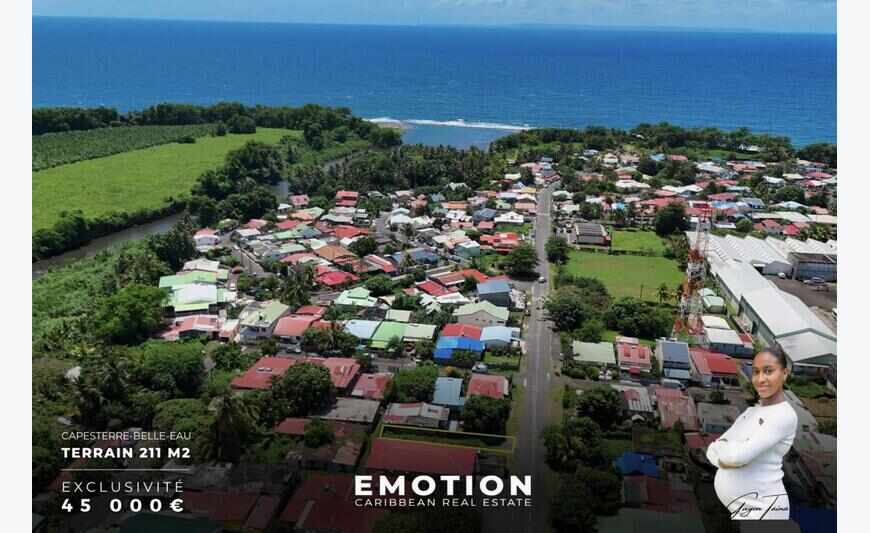 Terrain constructible 211 m2 Centre-ville de Capesterre-Be