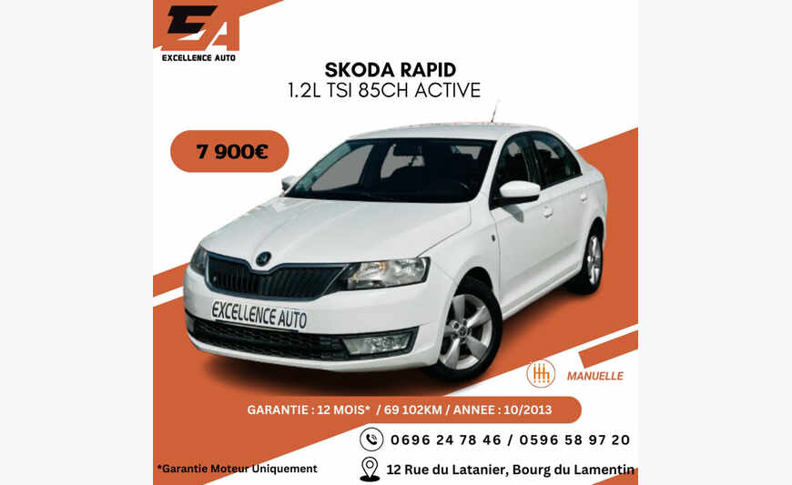 SKODA RAPID 1.2L TSI 85CH ACTIVE